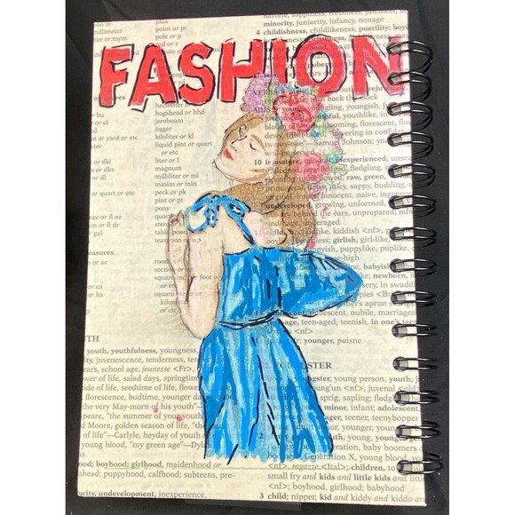 Journal Unique Women's/Teen's Fashion Designs Handmade Upcycle Spiral Notebook - Picture 5 of 7